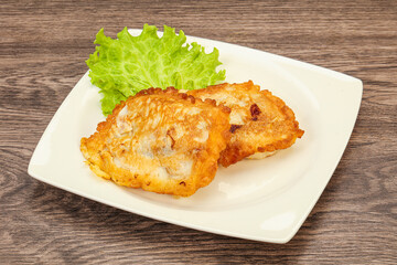 Roasted cod fish in bread