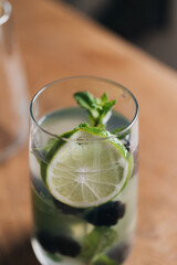 glass of water with lime