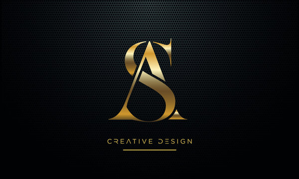 Alphabet letters SA or AS Abstract Icon Luxury Logo