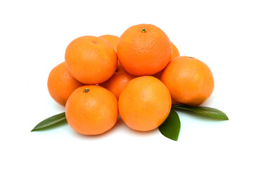 Ripe mandarin citrus isolated tangerine mandarine orange on white background. 