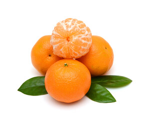 Ripe mandarin citrus isolated tangerine mandarine orange on white background. 