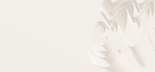 3d white ribbons on white background. 3D abstract illustration with copy space.