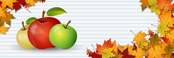 Back to school, education autumn style vector banner template
