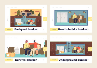 Backyard underground bunker for family protection - template set of landing pages
