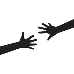 Illustration of two hands arms reaching to each other. Helping hand. 