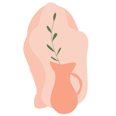 Abstract vase with plant. Vector illustration for graphic design, invitations, etc