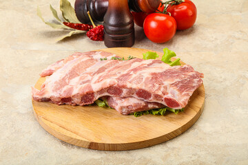 Raw pork ribs for cooking