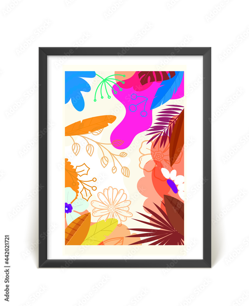 Aufkleber frame with abstract compositionю vector illustration