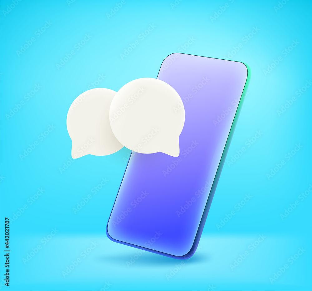 Aufkleber Two speech balloons in modern smartphone. Chat via application vector concep
