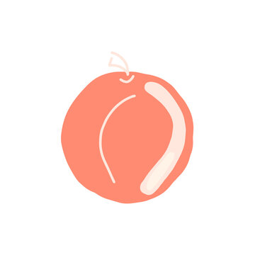 Abstract peach fruit vector, summer fruit illustration, boho peach vector, doodle