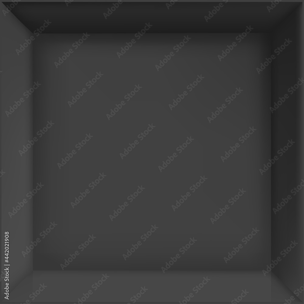 Poster empty black square niche vector mockup. design template