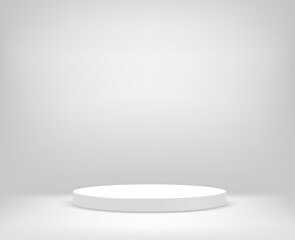 Bright white interior with pedestal vector illustration