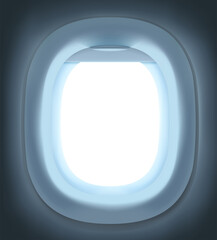 Empty realistic airplane window vector mock up