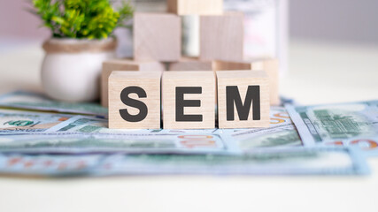 sem concept with wooden blocks, business concept