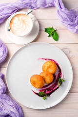 Ricotta pancakes, Syrniki Cottage cheese pancakes, Fritters of cottage cheese, cheesecakes healthy breakfast