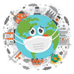 Naklejka premium Concept Drawing Of Air Pollution