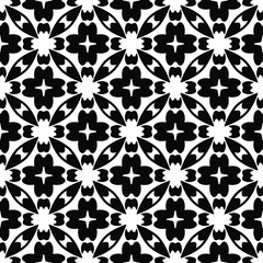 
Abstract Flower Tiles. Seamless Vector Pattern Design. Black and white pattern. 