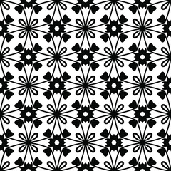 
Abstract Flower Tiles. Seamless Vector Pattern Design. Black and white pattern. 