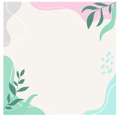 Fototapeta na wymiar Vector illustration summer abstract background with banana green leaves. Pastel colors.
