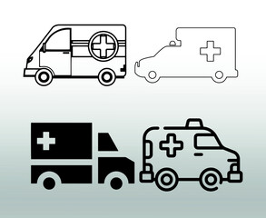 Illustration of a ambulance isolated or logo isolated sign symbol vector,right icon in filled,thin line,outline and stroke style Collection of high quality color style vector icon, gradient background