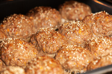 cutlets in the oven close up