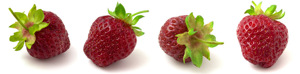 Collage of 4 strawberries isolated on white background