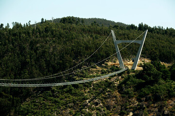View of the Arouca 516 suspension bridge in nord of Portugal.