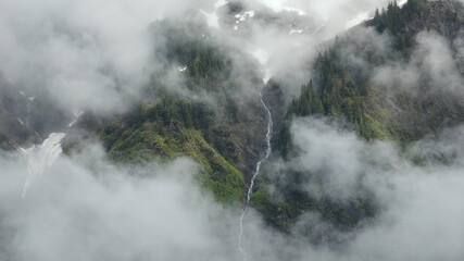 Waterfall inside of clouds