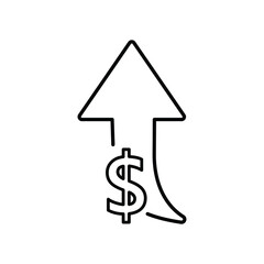dollar rate increase icon up dollar  sign