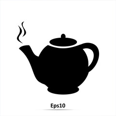 Black teapot - isolated vector illustration