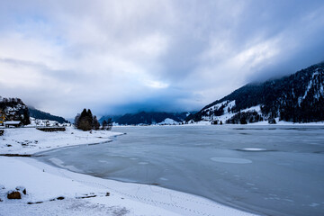 Frozen lake with dramatic sky - Euthal, Switzerland