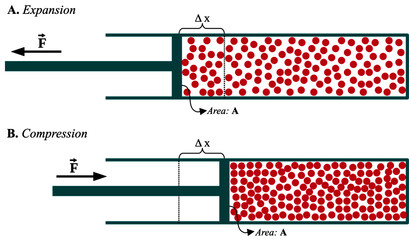 Work of expansion and compression in thermodynamics