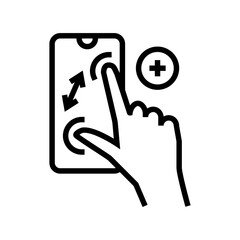 zoom in gesture phone screen line icon vector. zoom in gesture phone screen sign. isolated contour symbol black illustration