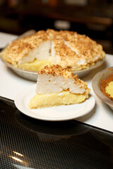A plate of southern style lemon meringue pie.