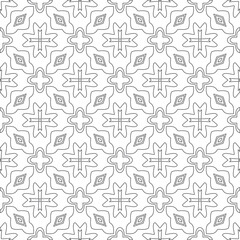 Vector pattern with symmetrical elements . Modern stylish abstract texture. Repeating geometric tiles from striped elements.Black and white pattern.

