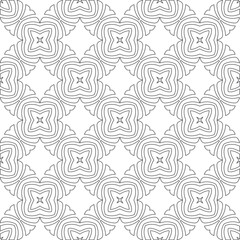 Fototapeta premium Vector pattern with symmetrical elements . Modern stylish abstract texture. Repeating geometric tiles from striped elements.Black and white pattern. 