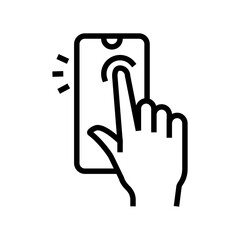tapping with finger smartphone screen line icon vector. tapping with finger smartphone screen sign. isolated contour symbol black illustration