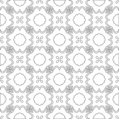 Vector pattern with symmetrical elements . Modern stylish abstract texture. Repeating geometric tiles from striped elements.Black and white pattern.