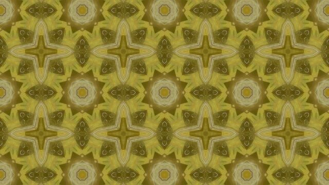 Gorgeous Symmetrical Mosaic Pattern With A Simple Design. Yellow Background With A Continuous Loop Motion Graphic