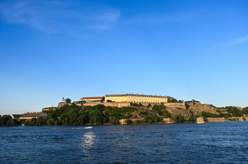 Obraz premium Petrovaradin fortress and the Danube river Novi Sad, Petrovaradin, Serbia. Old historical fortress.