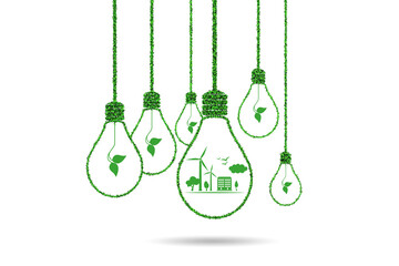 Fototapeta na wymiar Think green ecological eco concept with bulbs