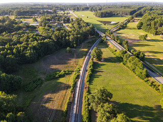 Aerial view of railroad track