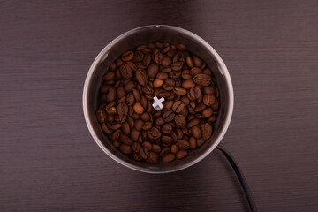 coffee in a coffee grinder