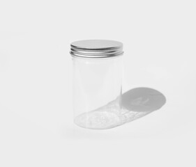 minimalist photography of a transparent jar. minimal concept photography of the glassware for wall art, print, and interior decoration.