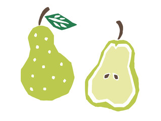 洋なし　レトロなかわいいイラスト