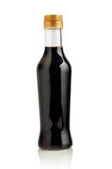 Glass bottle with soy sauce