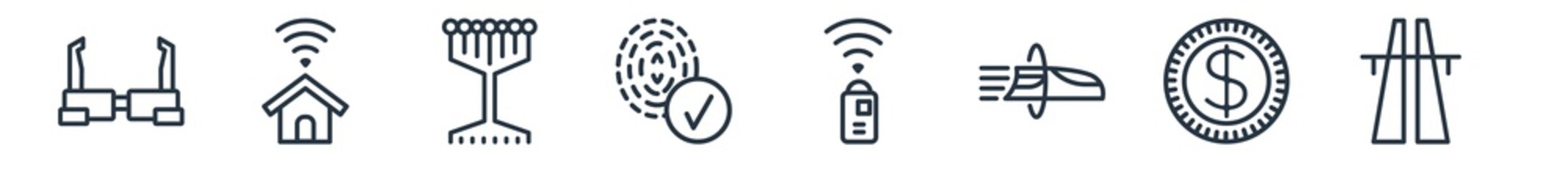linear set of artificial intelligence outline icons. line vector icons such as ar monocle, smart home, technology tree, biometrics, infra, motorway vector illustration.