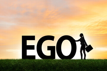 Concept of ego with businesswoman