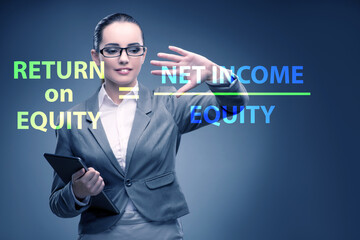 Businesswoman in return on equity concept