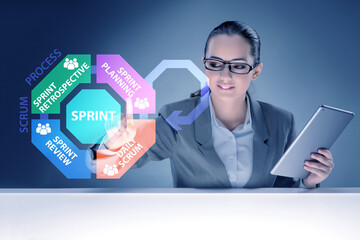 Businesswoman in agile process scrum method